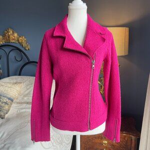 Tahari Fuchsia Dark Pink Motorcycle Bomber Jacket
